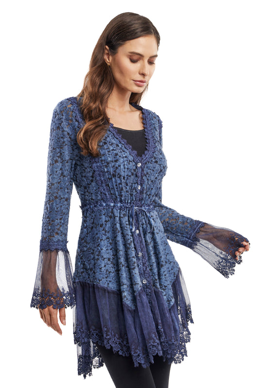 Blue Stevie Knicks Lace Short Duster