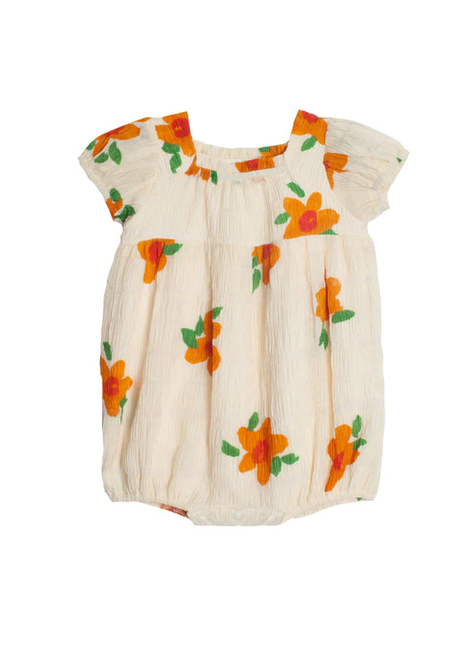 Yellow Pleated Petals Romper