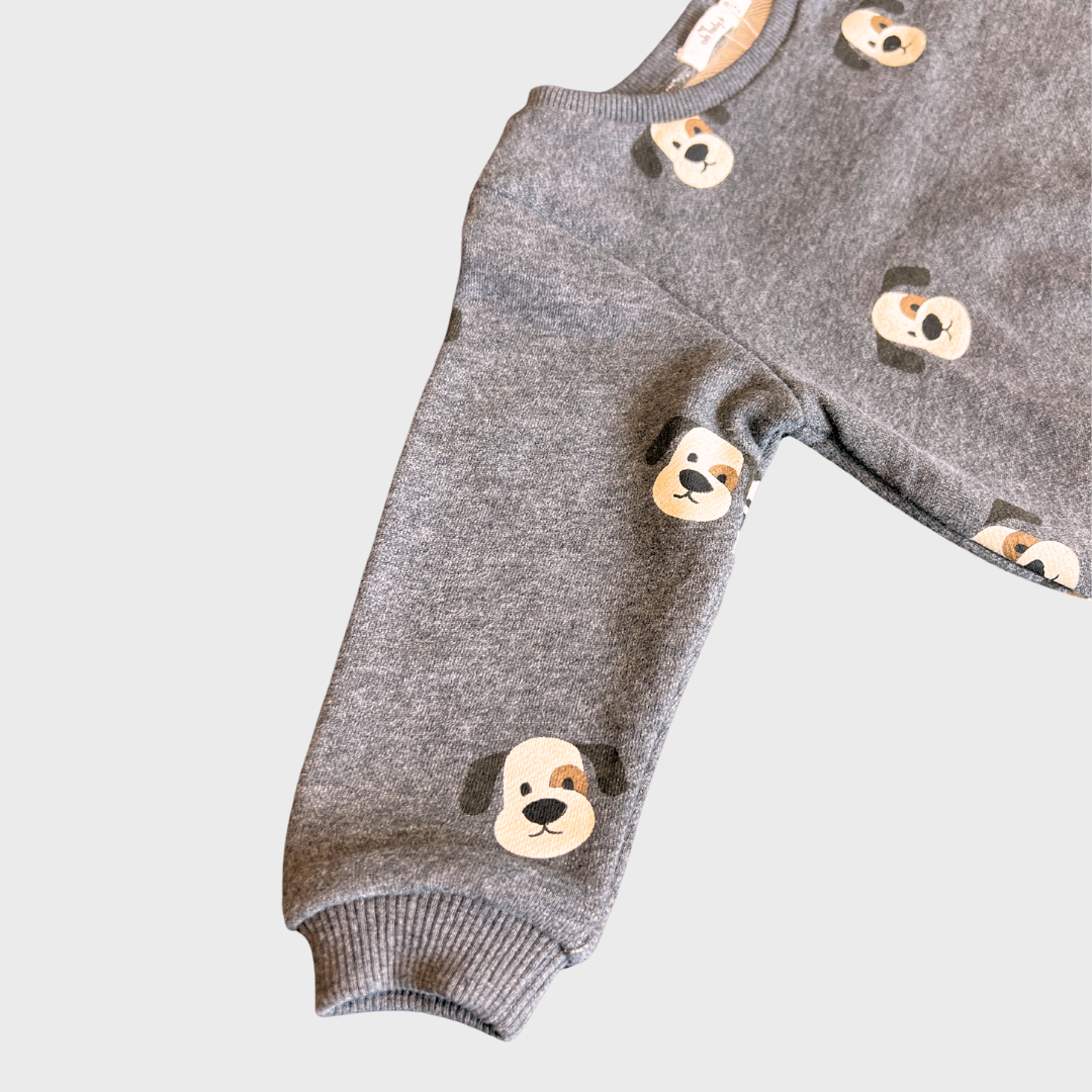 2pc Charcoal Grey w Puppy Sweatshirt & Pants