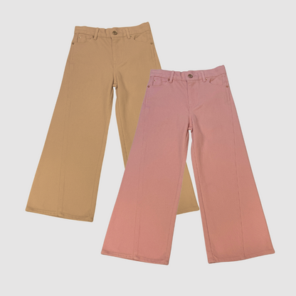 Pink Denim Wide Leg Pants