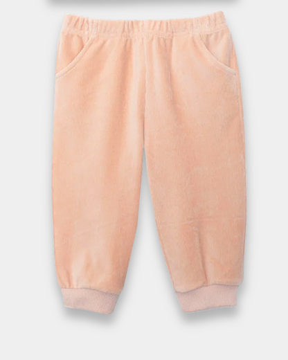 peach baby pant set, boutique toddler outfit, scalloped pocket baby set, girls velour pant set, peach lounge set kids, boutique infant clothing, soft baby clothes set, baby girl jogger set, toddler fall outfit girl, boutique kids fashion peach, back to school, school outfits, pre-k clothing