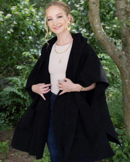 Black Hooded Oversize Kimono