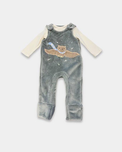 baby boy owl jumpsuit set, gray velour baby outfit, boutique infant 2pc set, owl embroidered baby romper, baby winter outfit set, soft velour baby clothing, Expressions Boutique NY baby clothes, baby boy animal appliqué jumpsuit, cozy baby outfit set, newborn boy boutique clothing