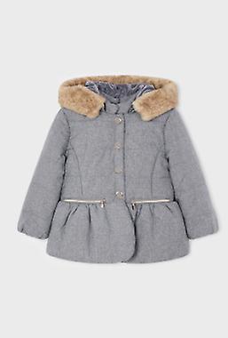 Grey Coat with Tan Fur Hood Trim