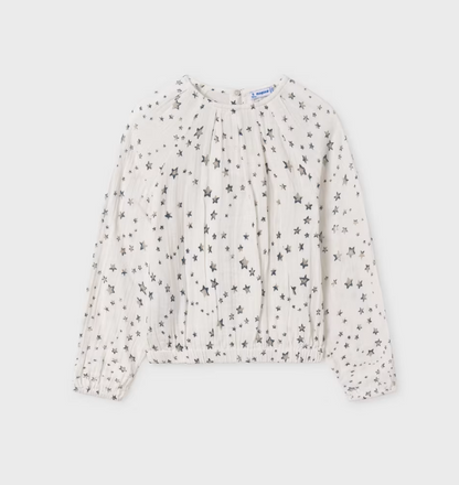 Off White Gauze Top w Scattered Stars