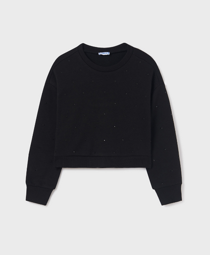 Black Lounge Sweatshirt w Black Scattered Stones on Side Panel
