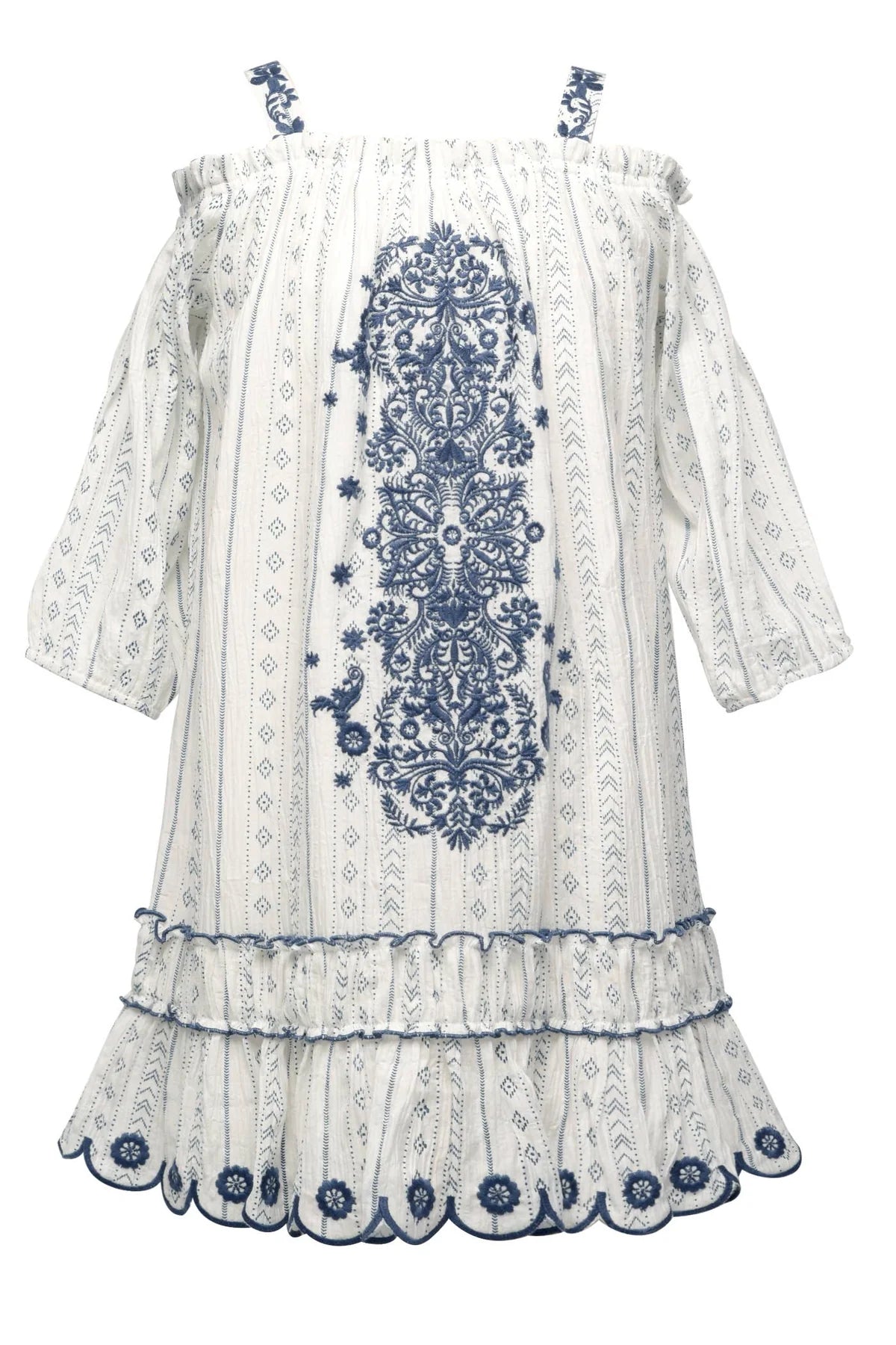 White and Blue Boho Dress