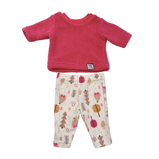 baby girl fall outfit, sherpa baby set, fox print leggings, woodland baby clothes, fuchsia baby pullover, cozy toddler outfit, two-piece baby clothes, boutique baby girl outfit, warm baby outfit set, soft baby sherpa top