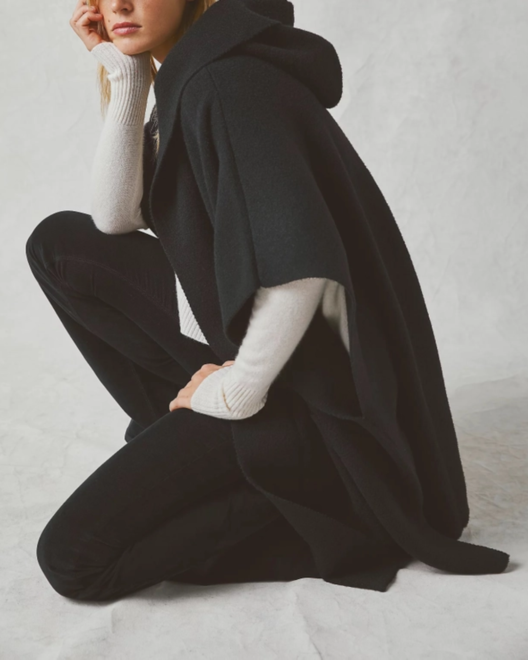 Black Hooded Oversize Kimono