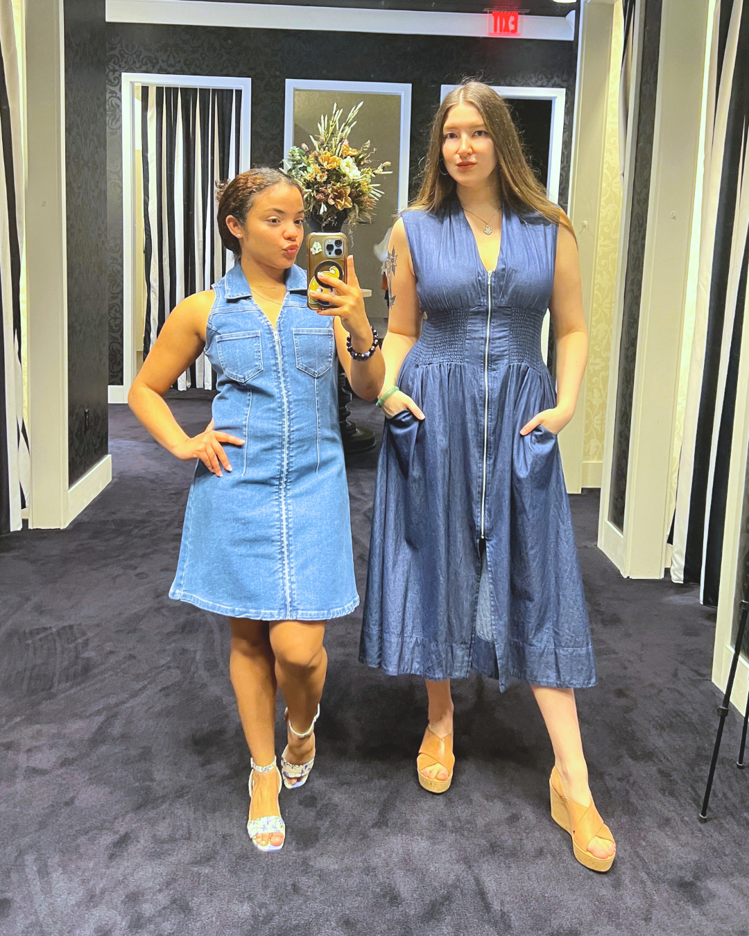 Sleeveless Collared Denim Dress