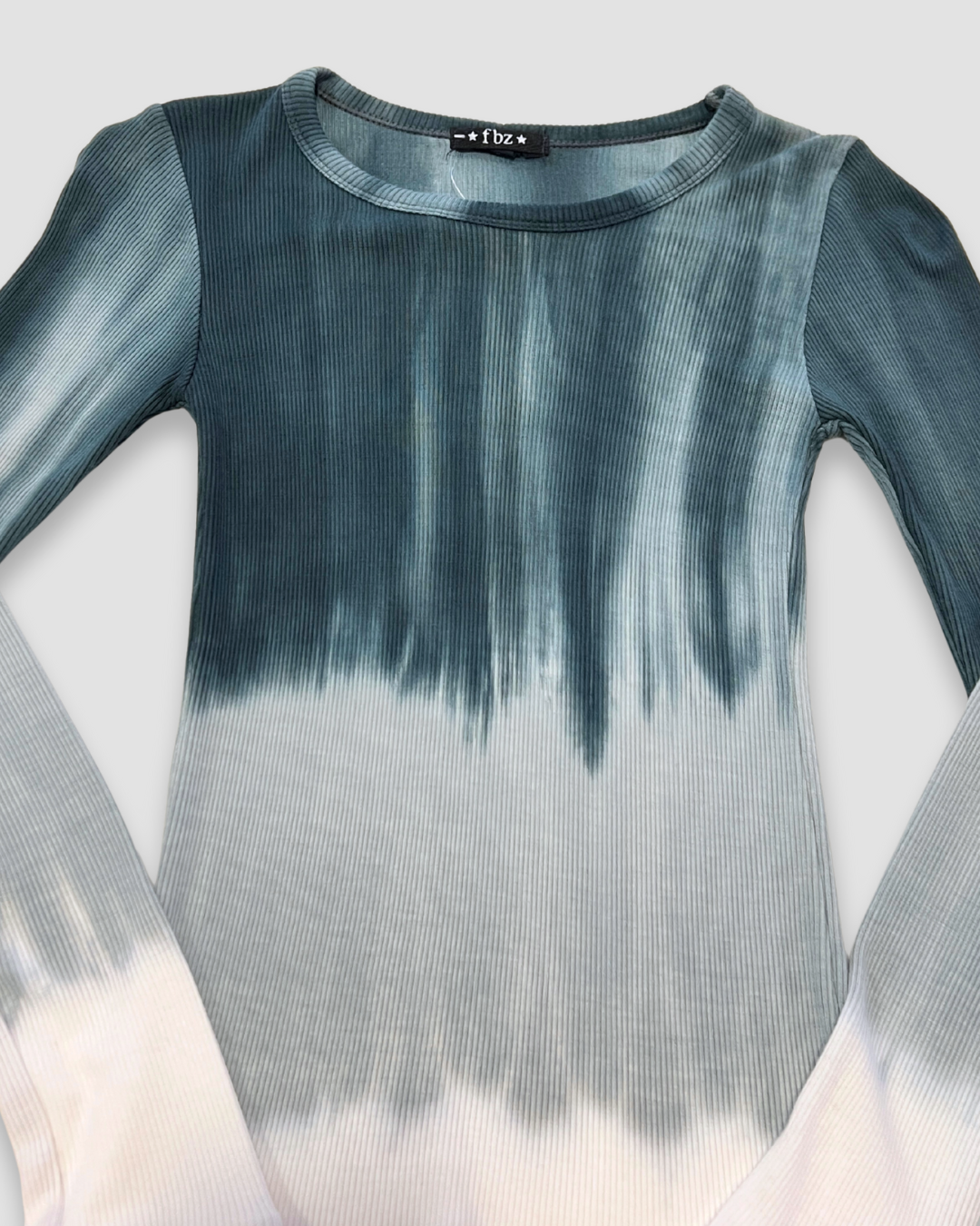 girls ombre long sleeve top, ribbed tie dye shirt, Expressions Boutique NY kids fashion, black grey white top, boutique long sleeve for girls