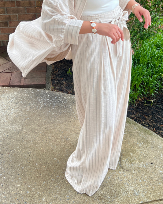 Oatmeal Melange Hi Waisted Pants