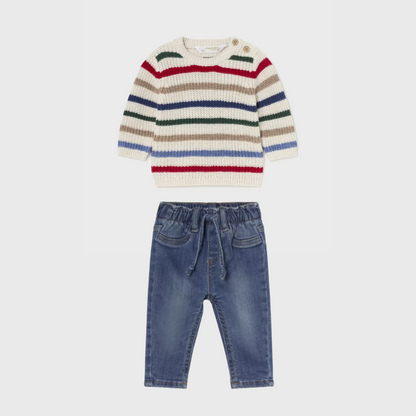 2pc Stripe Sweater w Denim Pant *