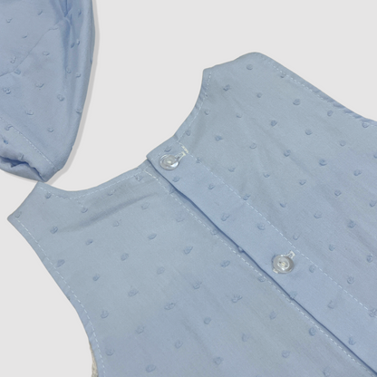 2pc Dot & Lace Dress w Bonnet