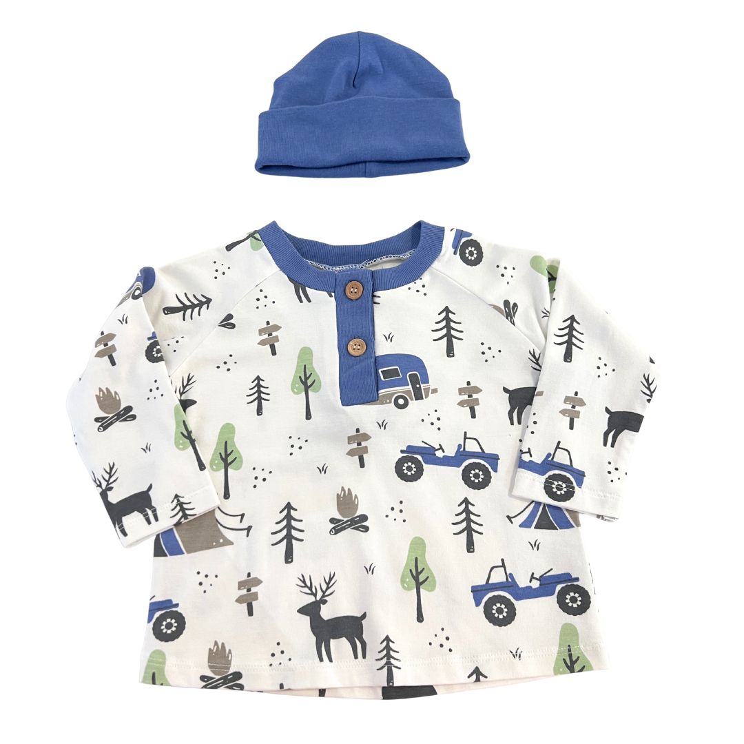 3pc Campfire Henley Shirt, Pants & Hat