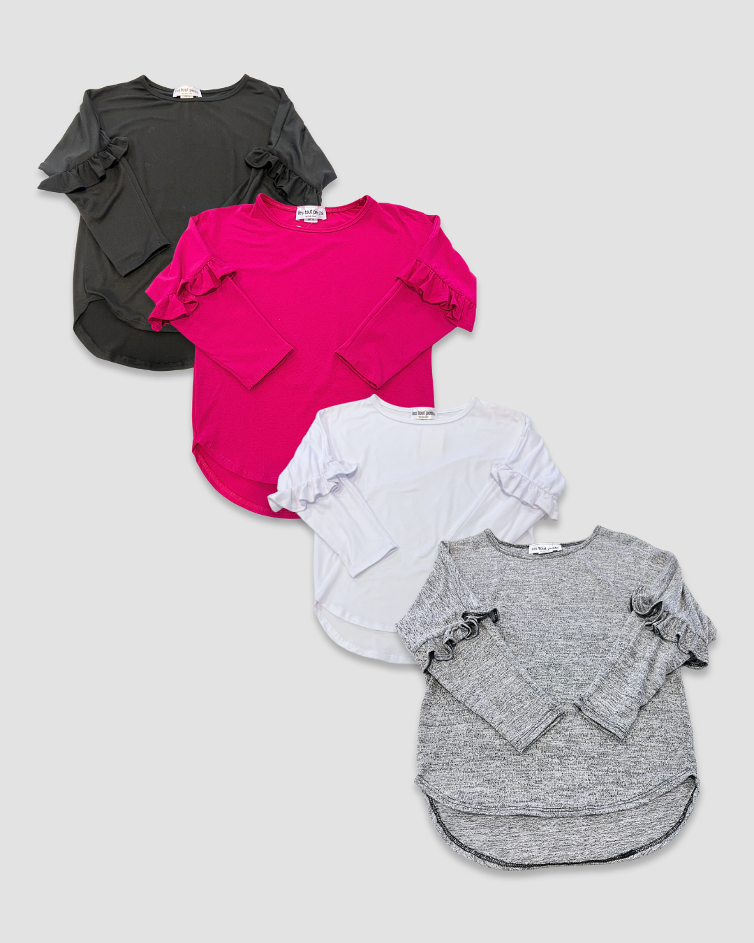 girls ruffle sleeve tunic top, boutique long sleeve shirt, Expressions Boutique NY kids fashion, ruffle top for girls, toddler girl tunic top