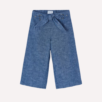 2pc Denim Top w One Side Ruffle w Matching Elastic Waist Pant