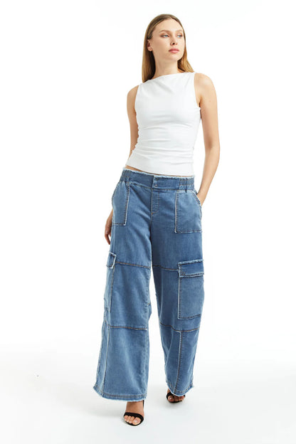 Denim Mid Rise Lounge Pant