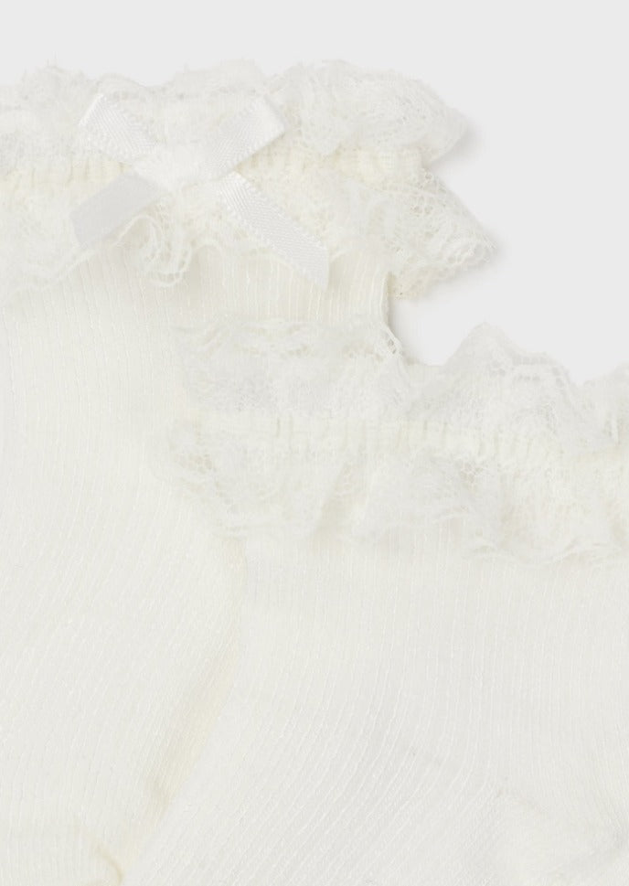 Sock w lace cuff & satin Bow