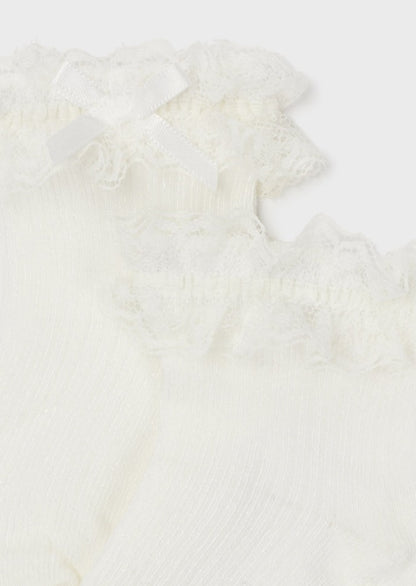 Sock w lace cuff & satin Bow