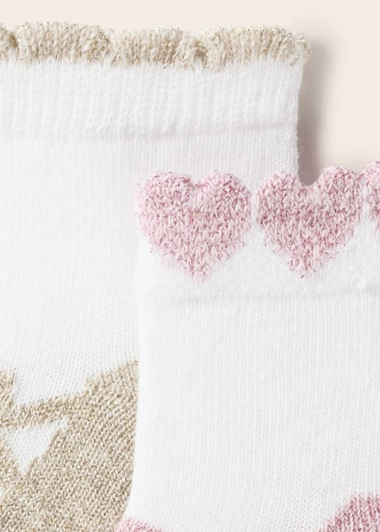 2pk girl socks - glitter pink and glitter gold faux Maryjane