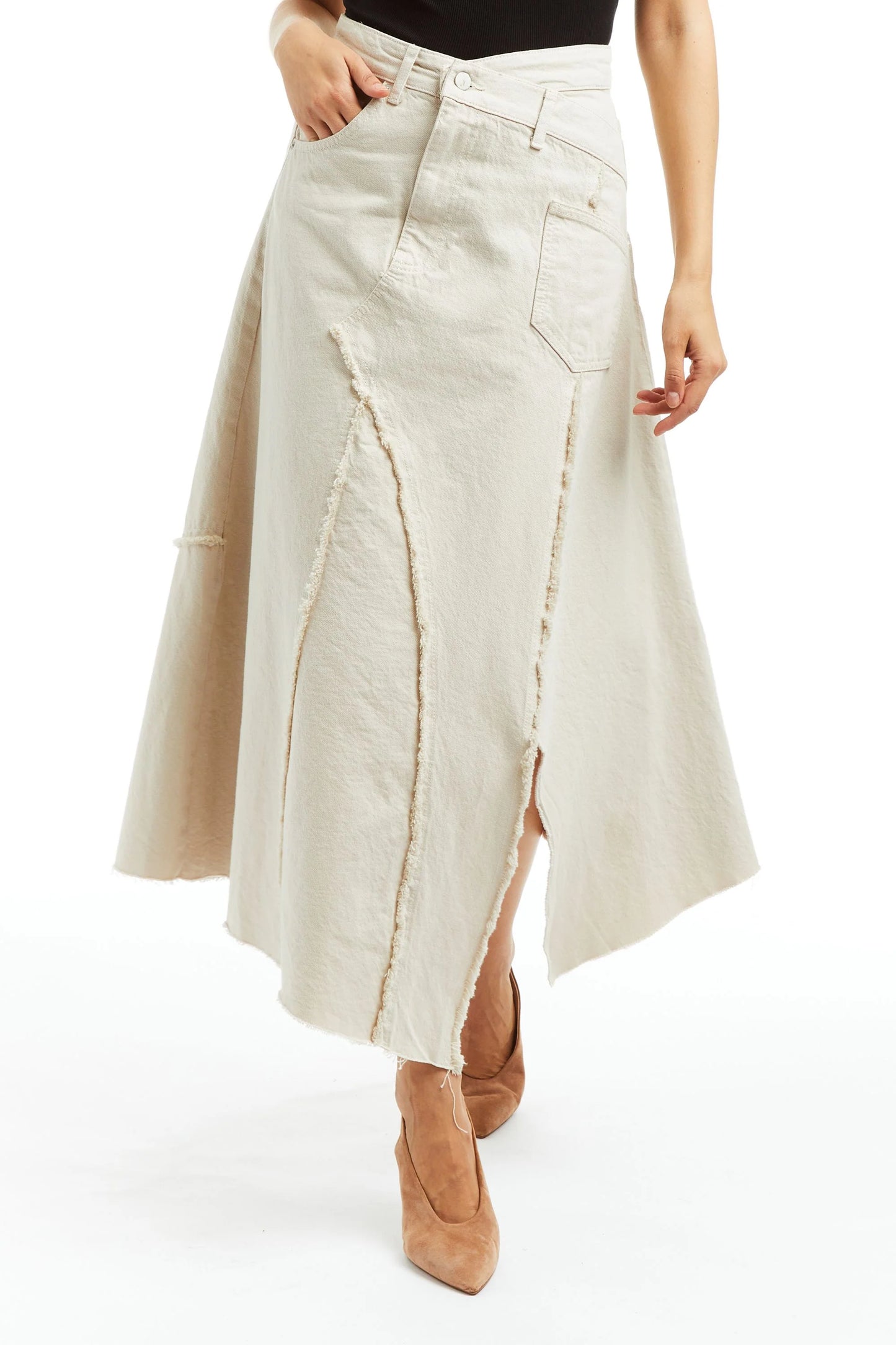 Cream Denim Skirt