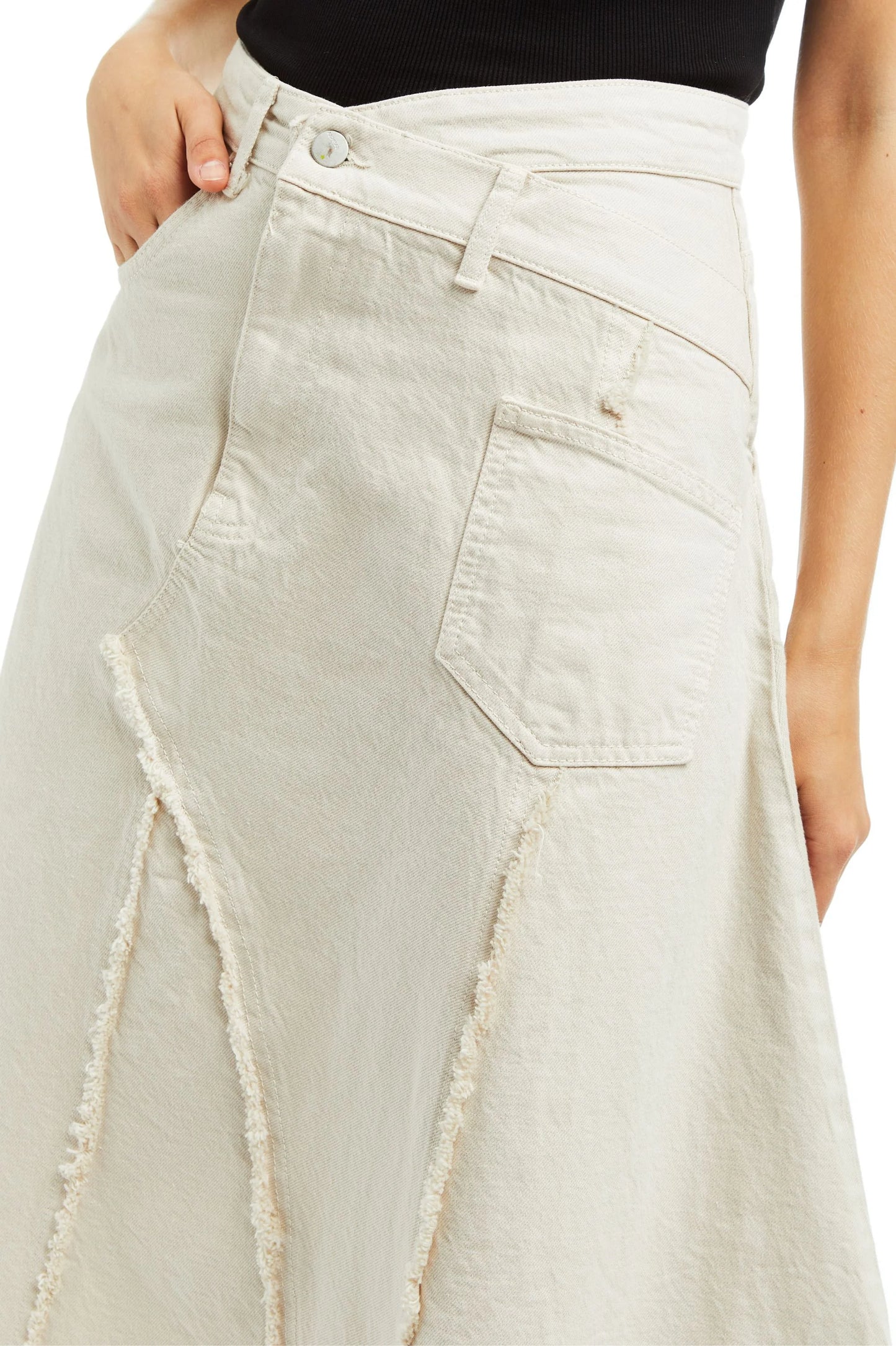 Cream Denim Skirt