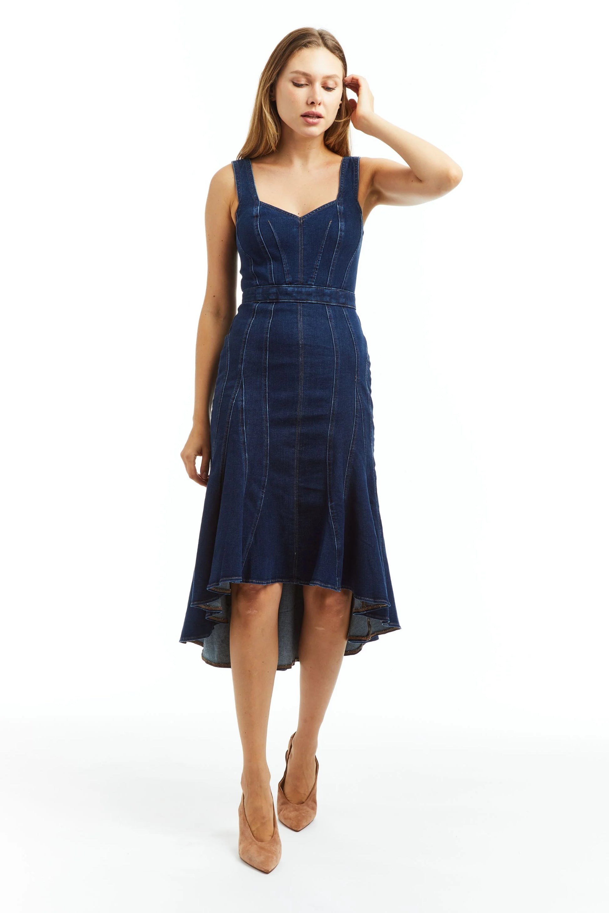 Denim Tank High Low Dress L / 9E720-J9FC Denim Tank High Low Dress L / 9E720-J9FC