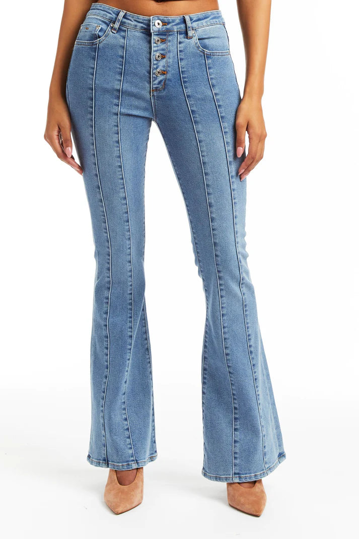 Mid Rise Flair Indigo Jean