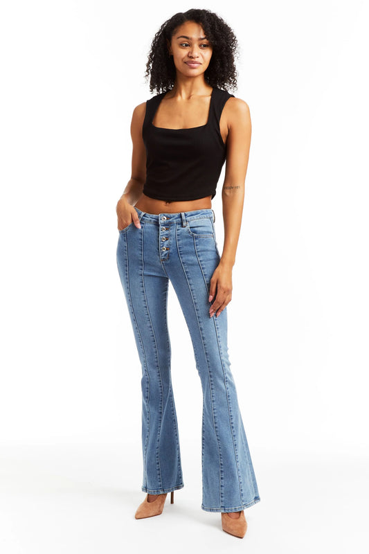 Mid Rise Flair Indigo Jean