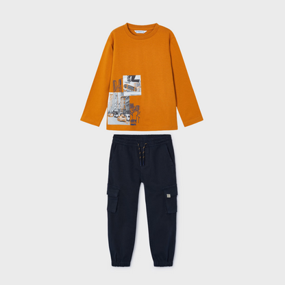 2pc Paprika Tee w Navy Cargo Pant