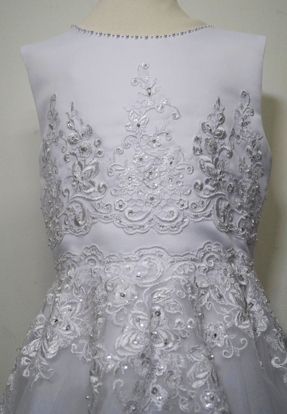 White Beaded Lace Bodice Dress
