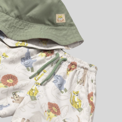3pc Swim trunks & Tee w Matching Hat