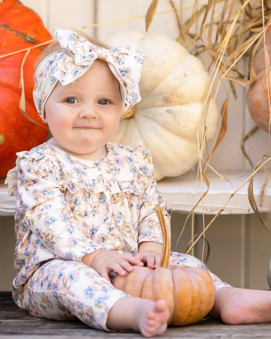 Sadie romper, floral baby romper, boutique infant romper, ruffle baby girl romper, soft cotton baby romper, baby girl fall outfit, infant romper outfit, boutique kids clothing, newborn girl romper, toddler girl romper, baby girl outfit ideas, boutique romper for babies, back to school, school outfits, pre-k clothing