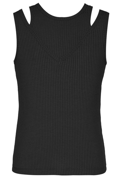 Black Cutout Ribbed Tank Top