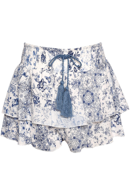 2pc Wht/Navy Printed Skort Set