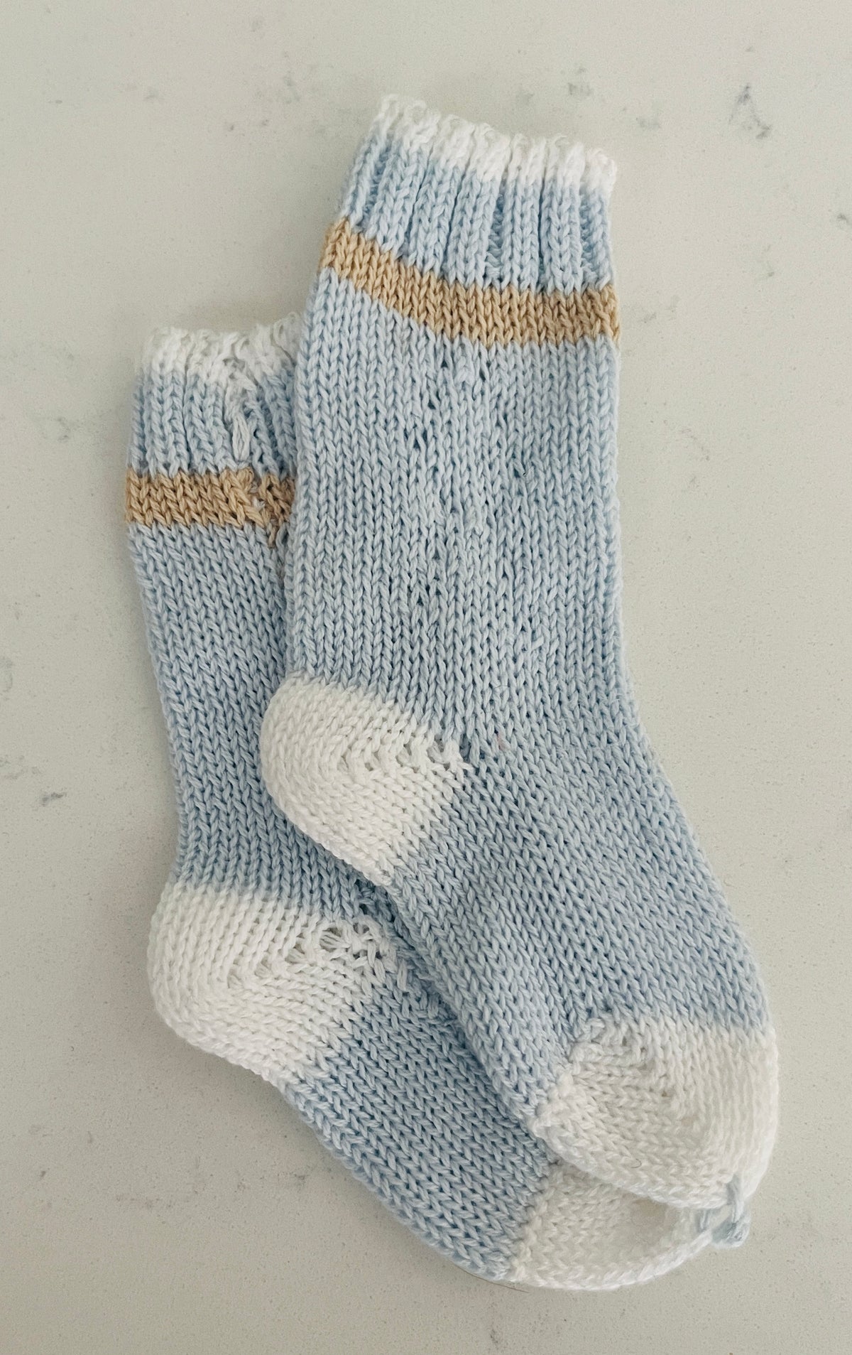 Dolce Goccia Light Blue socks w Tan Trim - Baby & Kids’ Dress Socks