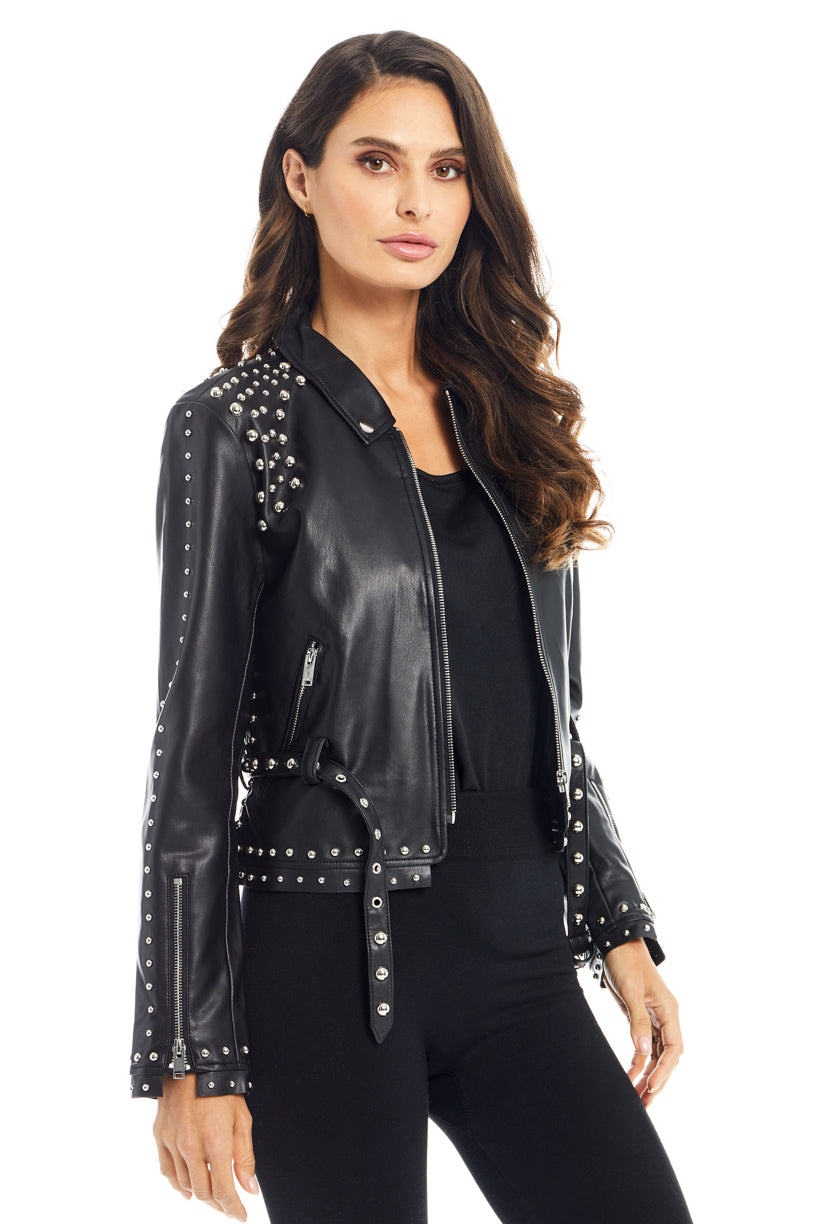 Black Leather Jacket w Studs