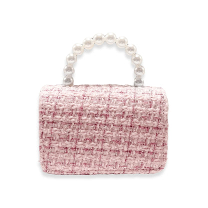 Floral Appliques Tweed Purse