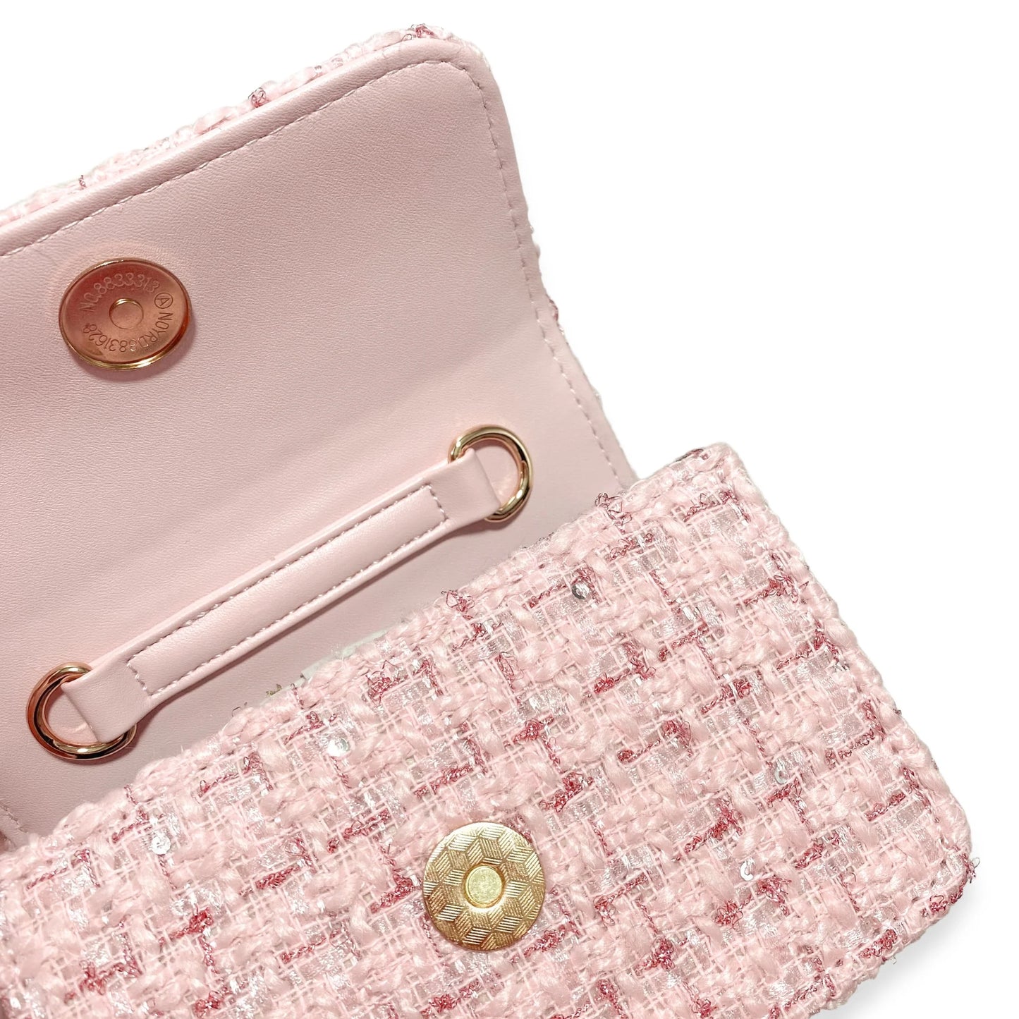 Floral Appliques Tweed Purse