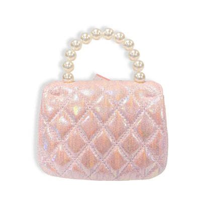 Embellished Bow Shiny Quilted Purse