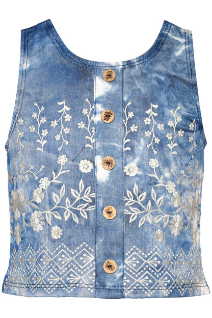 2pc Blue Multi Embroidered Mini Skirt Set
