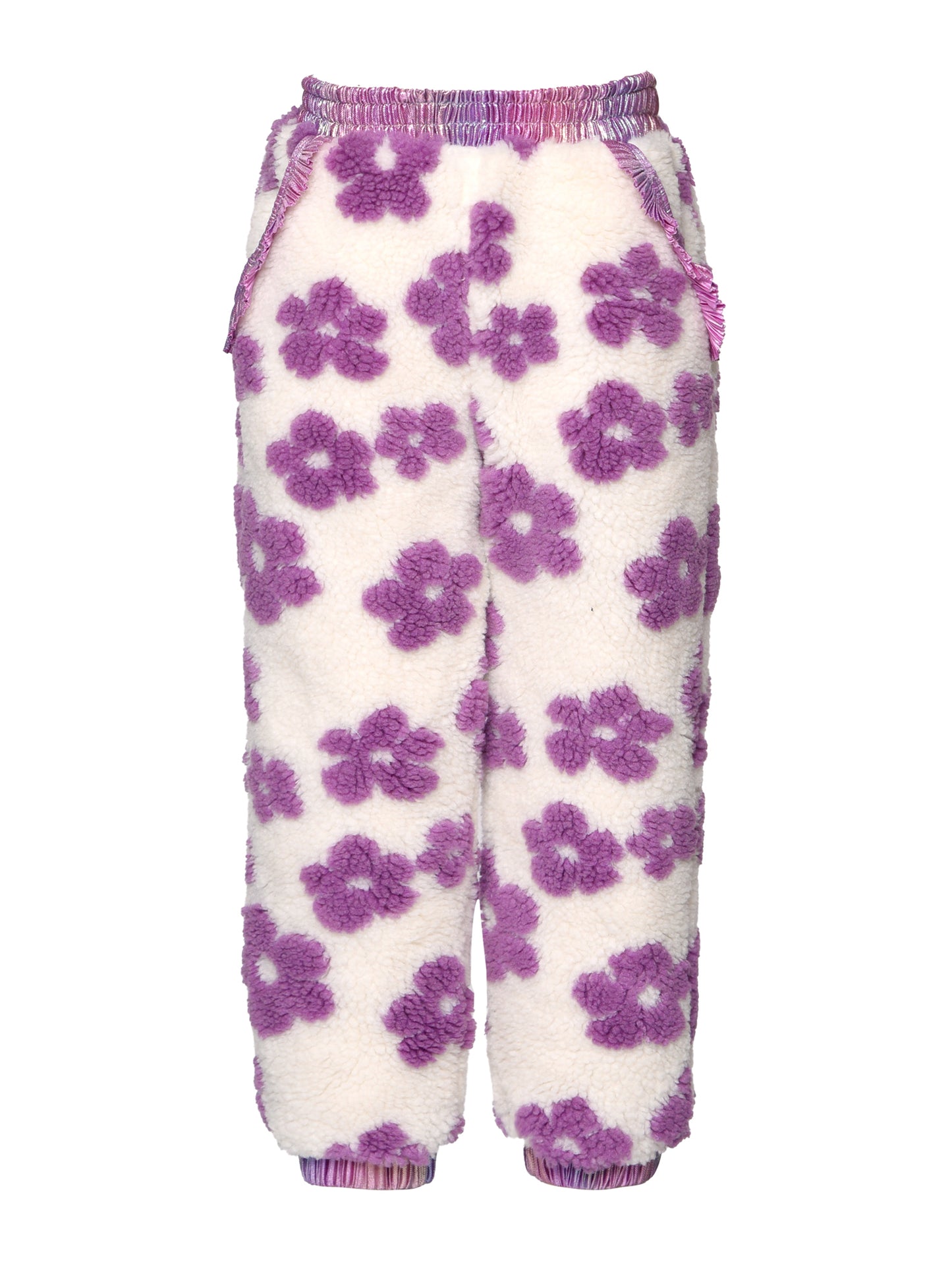 2pc Floral Print Faux Fur Top w Joggers *