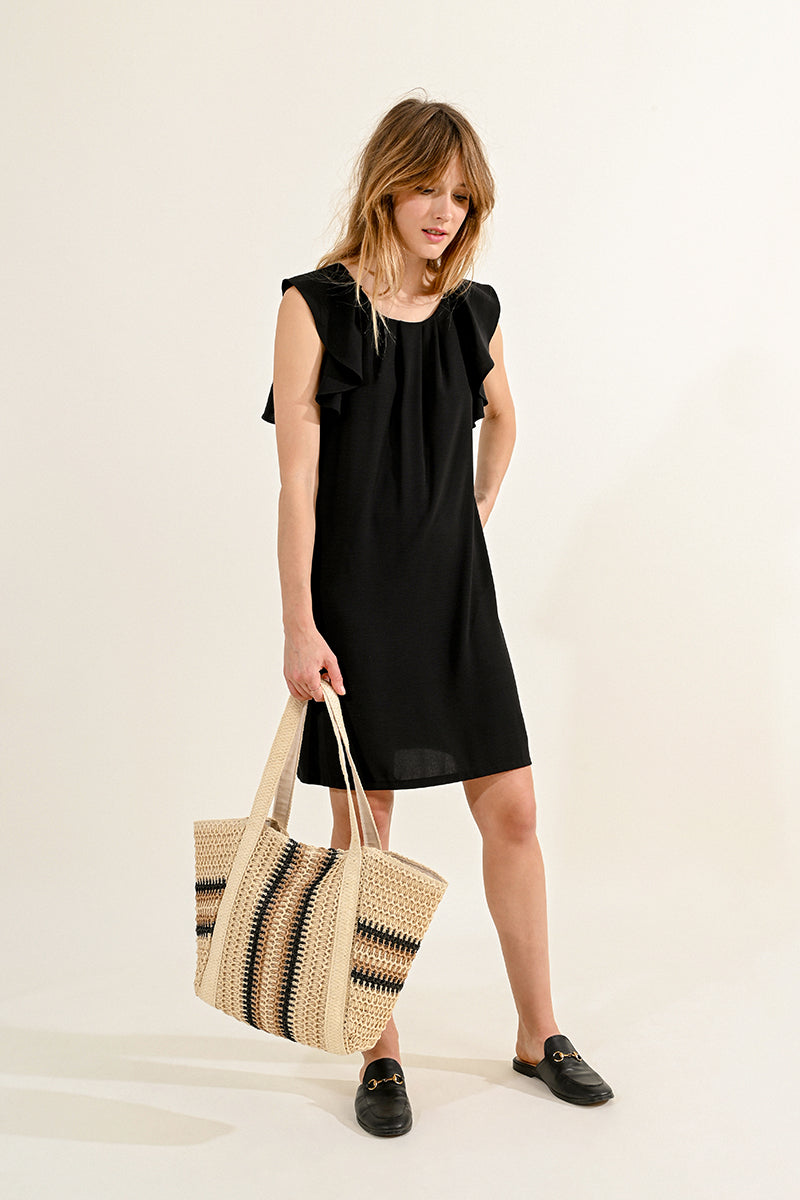 Beige Tote w Black n Tan Details