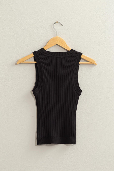 Knit Ribbed Crew Front top
