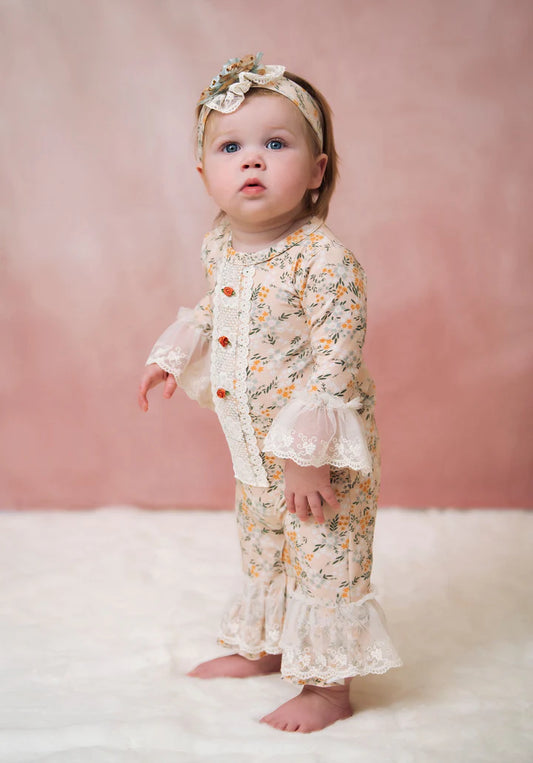 Ava Peach Garden Romper