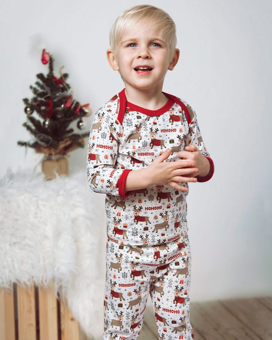 2pc White Holiday Boy Pant Set