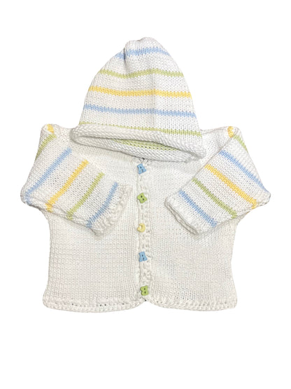 2pc White Pastel Stripe Sweater w Hat