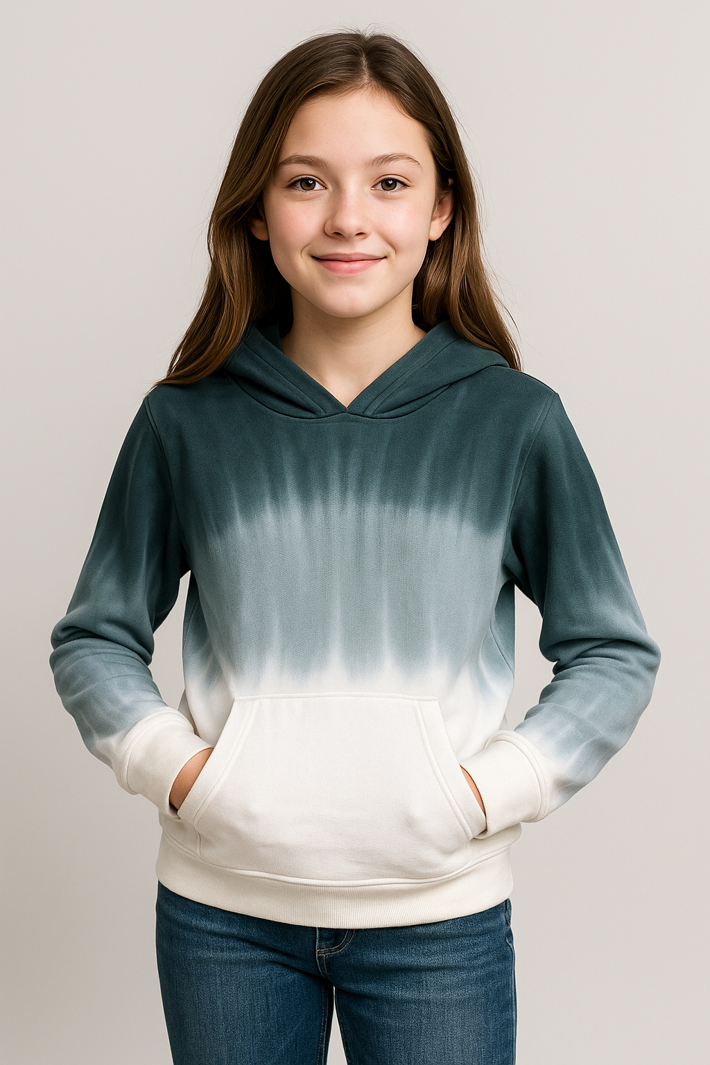 girls tie dye hoodie, ombre cropped sweatshirt, Expressions Boutique NY kids fashion, grey black white hoodie, trendy girls loungewear