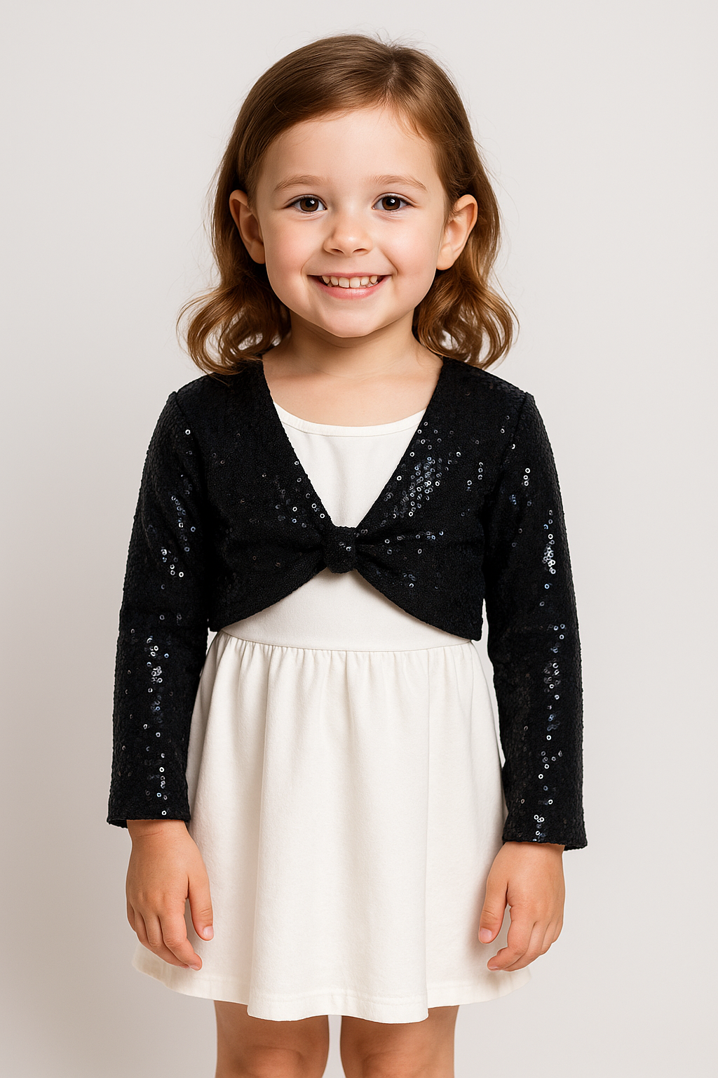 Black Crop Sequin Bolero Jacket